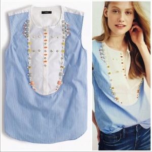 NWOT J. Crew Jeweled Tuxedo Shell